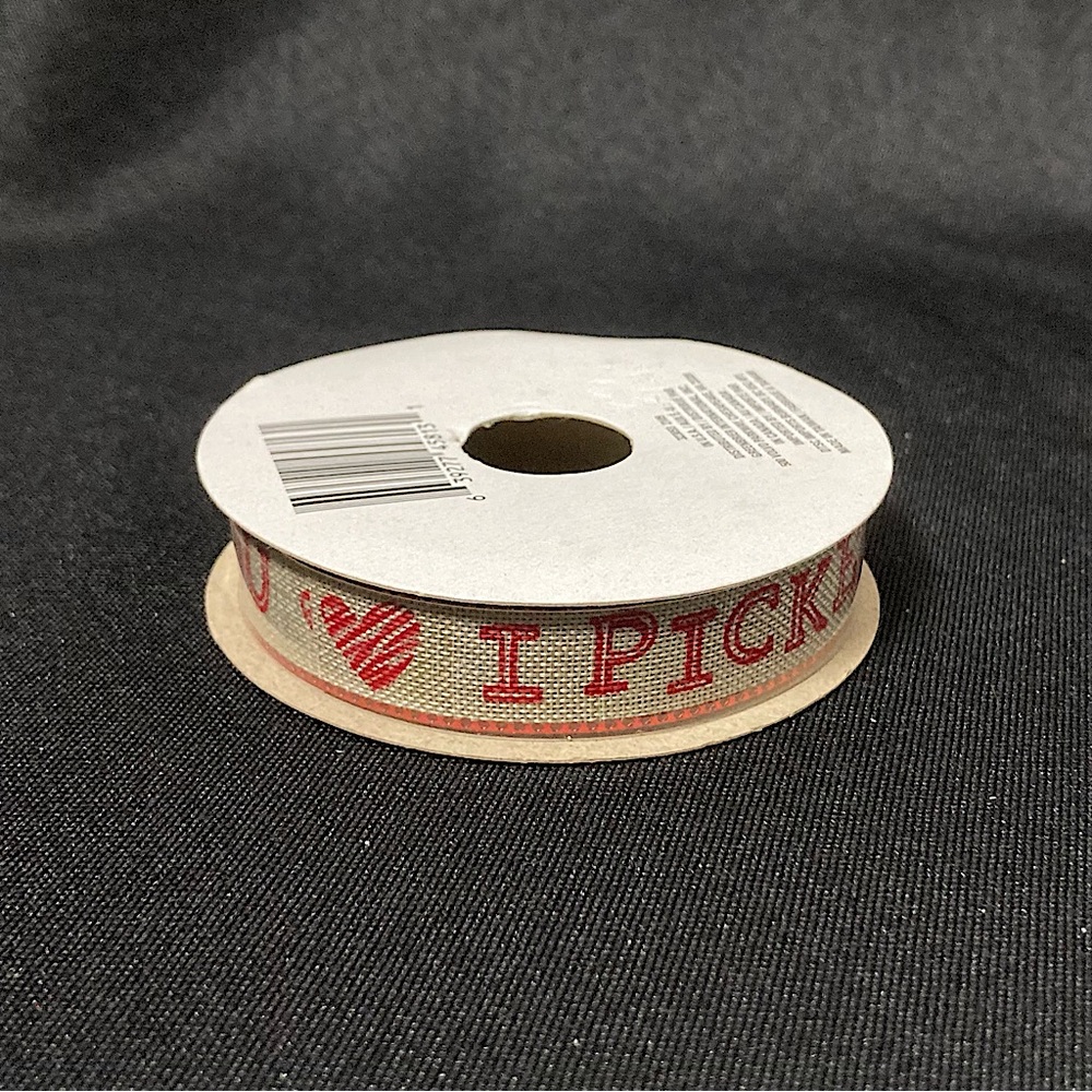 ⭐️ Valentine’s Day Heart I Picked You Burlap Craft Ribbon 5/8” x 108”